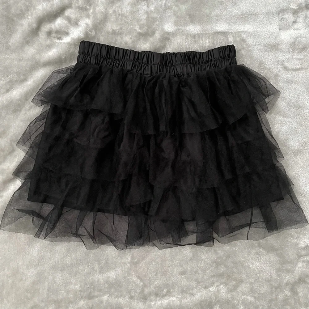 Spirit Halloween Black Layered Tutu Skirt Ruffles Tulle Costume Size Small
